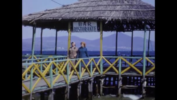 Tellaro Italie Juin 1964 Promenade Des Femmes Sur Jetée Dans — Video