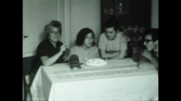 Ostia Italy May 1964 Blow Out Cake Candles House 60S — Stock Video