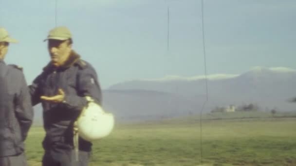 Фрозиноне Италия Март 1960 Генералы Ввс Италии Взлетно Посадочной Полосе — стоковое видео