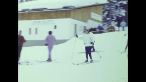Alps Italy December 1966 Ski Resort Scene 60S — Stock Video