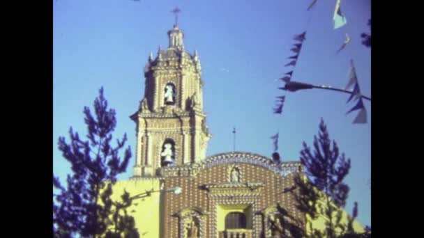 Cholula Rivadavia Mexiko Mai 1974 Cholula Stadtansicht Den 70Er Jahren — Stockvideo