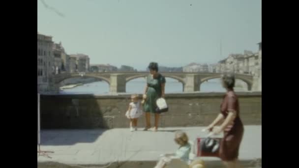 Florence Italie Mai 1964 Touristes Florence Dans Les Années — Video