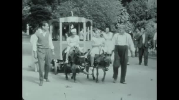 Rom Italien Mai 1960 Eselskutsche Für Kinder Den 60Er Jahren — Stockvideo