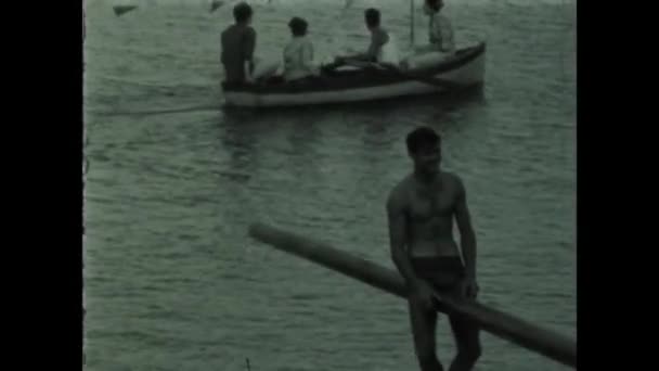 Pisa Italia Mei 1960 Perahu Tua Sungai Pada Tahun — Stok Video