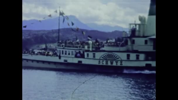 Rome Italy May 1964 Paddle Steamer Lake 60S — Stock Video