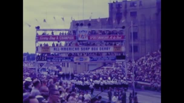 1963年 昭和38年 アメリカ アクロンでソープボックスダービーが開催 — ストック動画