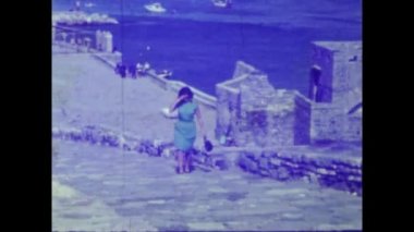 Liguria, İtalya Haziran 1964: 60 'larda Cinque terre sahili manzarası