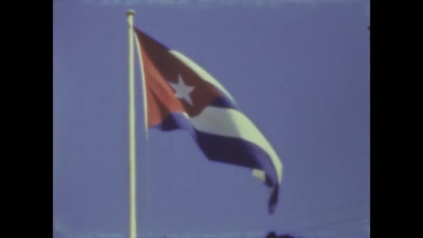 Havana Cuba June 1964 Кубинський Прапор — стокове відео