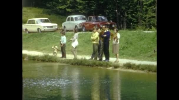 Cortina Italy May 1964 Mountain Pond Fishermen 60S — Video