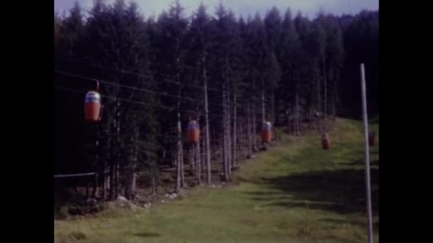 Dolomites Italy June 1964 Cable Chair Dolomites Scene 60S — Stock Video