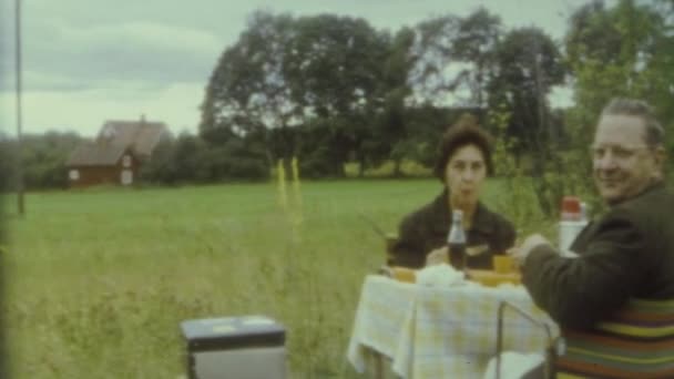Orebro Svédország Május 1961 Emberek Piknik Vidéken Években — Stock videók