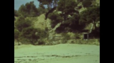 Sant Feliu de Guxols, İspanya Haziran 1958: 50 'lerde Sant Feliu de Guixols sahil manzarası.