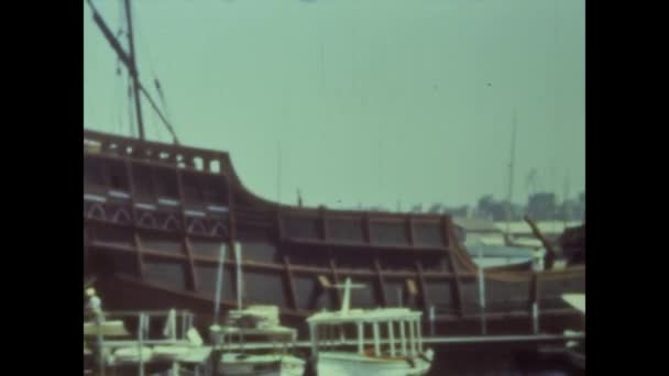 Sant Feliu Guxols Espanha Junho 1958 Velho Navio Madeira Porto — Vídeo de Stock