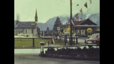 Roma, İtalya Haziran 1959: 50 'li yıllarda Dolomitler köy manzarası