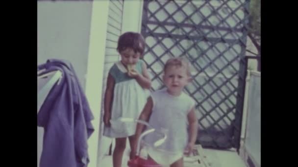 Elba Island Italy June 1964 Children Balcony Memories — Stock Video