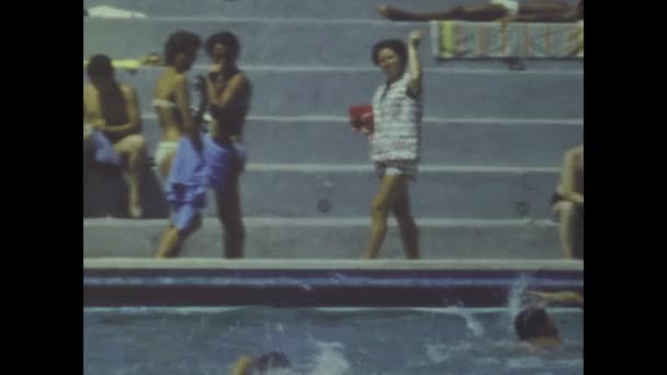 Rome Italy June 1959 Swimming Pool People 50S — Stockvideo