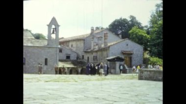 Roma, İtalya Haziran 1964: 60 'larda ortaçağ köyü sahnesi