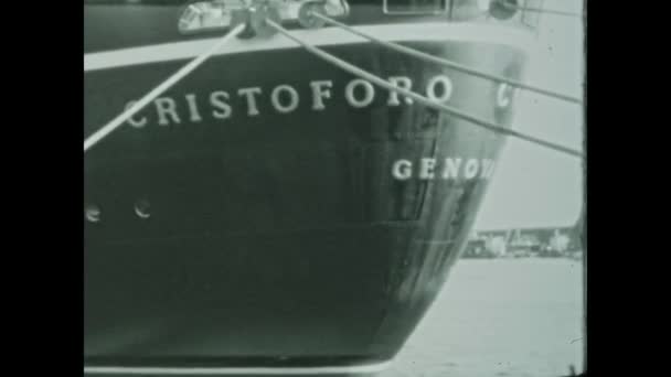 Gênes Italie Mars 1964 Navire Dans Port Gênes Dans Les — Video