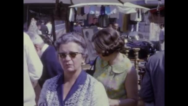 Rome Italië Mei 1964 Drukke Straatmarkt Jaren — Stockvideo