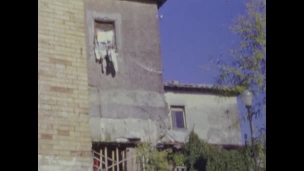 Rome Italy May 1964 Old Decaying Houses Poor People Scene — Video