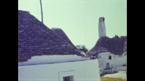 Bari Italy June 1964 Trulli Architecture Detail Bari Italy 60S — Stock Video