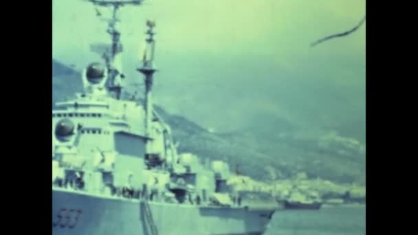 Rome Italy May 1964 Warship Port Scene 60S — Stock Video