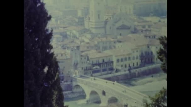 Verona Italia Junio 1964 Vista Ciudad Verona Los Años — Vídeo de stock