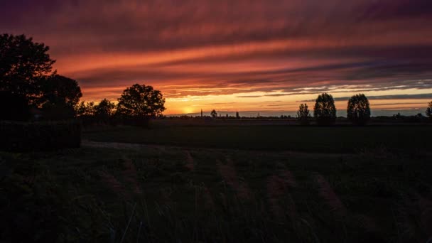 País Paisagem Pôr Sol Tempo Lapso Tiro — Vídeo de Stock