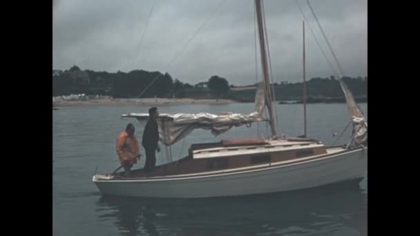Normandy France May 1964 Sailboat Yachting Vacation People Scene 60S — Vídeo de stock