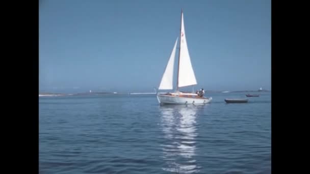 Normandy France May 1964 Sailboats Navigate Sea 60S — Vídeo de stock