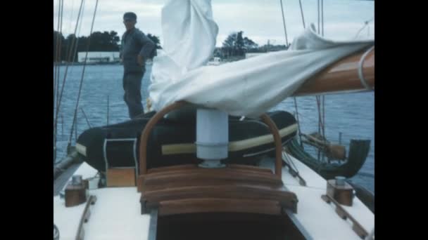 Normandy France May 1964 Sailboat Yachting Vacation People Scene 60S — Video