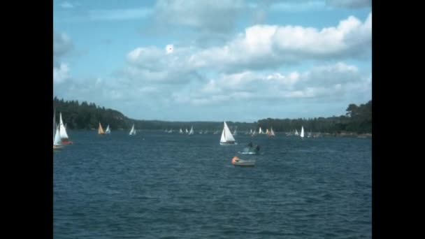 Normandy France May 1964 Sailboat Regatta Scene 60S — Stok video