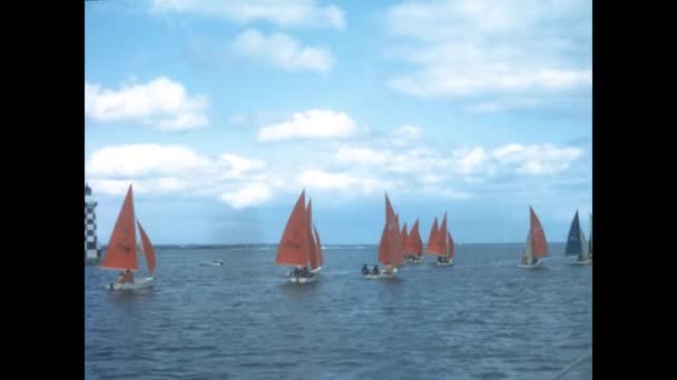 Normandy France May 1964 Sailboat Regatta Scene 60S — Stock Video