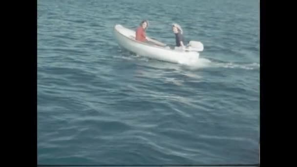 Normandy France May 1964 Girls Speedboat Vacation Scene 60S — Stockvideo