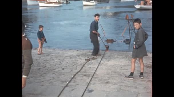 Normandy France May 1964 Unskilled Workers Port Scene 60S — Video