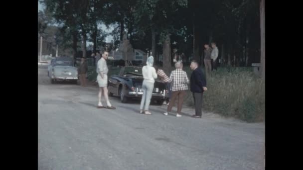 Normandy France May 1964 People Street Together Scene 60S — Wideo stockowe