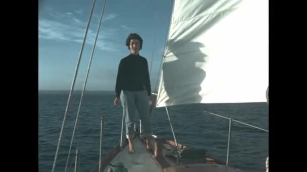 Normandy France May 1964 Sailboat Yachting Vacation People Scene 60S — Video