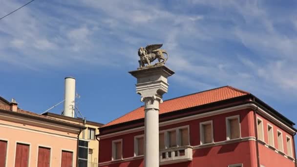 Mark Winged Lion Statue Italian Stele Rovigo — Stock video