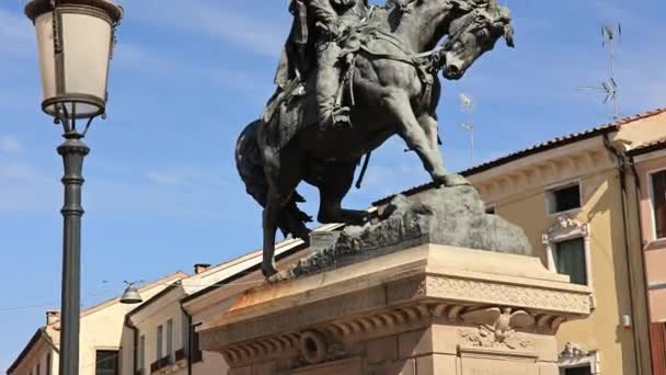 Rovigo Italy Horse Statue Garibaldi — Stockvideo