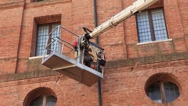 Rovigo Italy July 2022 Man Building Crane Maintenance — Video
