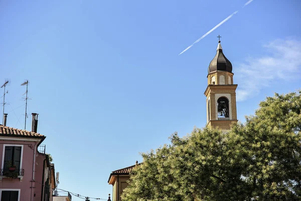 Church Bell Tower Trees Rovigo Italy — ストック写真
