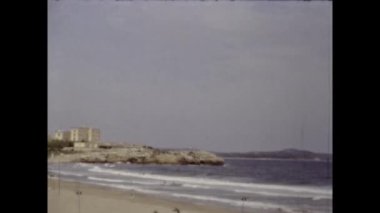 Barcelona, Spain june 1962: Barcelona beach view in 60s