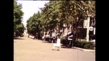 Barselona, İspanya Haziran 1962: 60 'larda Barselona sokak manzarası