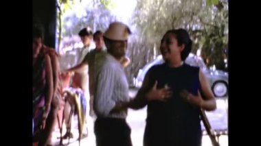 Barcelona, Spain june 1962: People group fun moment dance - vacation moments in 60s