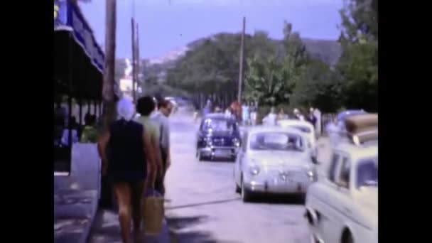 Barcelona Spain June 1962 People Street Vacation Village Scene 60S — Video Stock