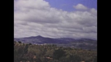 Barcelona, Spain june 1958: Spanish hill country landscape in 50s