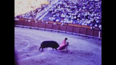 Barcelona, Spain june 1958: Corrida show or bullfight, in Plaza de Toros in Barcelona in 1958. 50s.
