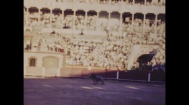 Barcelona, Spain june 1958: Corrida show or bullfight, in Plaza de Toros in Barcelona in 1958. 50s.