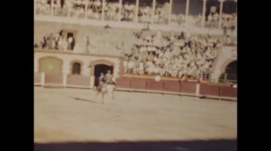 Barcelona, Spain june 1958: Corrida show or bullfight, in Plaza de Toros in Barcelona in 1958. 50s.