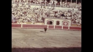 Barcelona, Spain june 1958: Corrida show or bullfight, in Plaza de Toros in Barcelona in 1958. 50s.